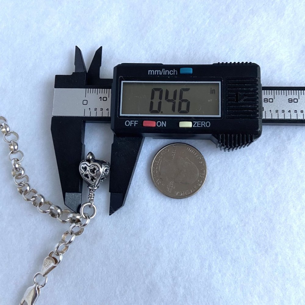 Sterling Silver 925 AGI Italy 6MM Rolo Link Bell Charm Bracelet Size 8" 13.5g - Picture 17 of 17